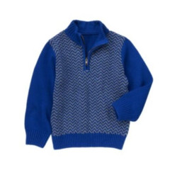 JOYFUL HOLIDAY BLUE HERRINGBONE 1/2 ZIP L/S SWEATER 3 4 5 6 7 8 10 NWT 