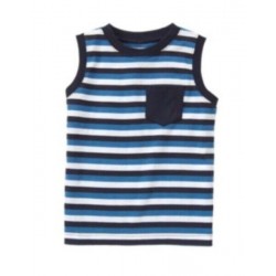 SHARK PATROL BLUE STRIPE POCKET TANK TOP 3 7 12 NWT