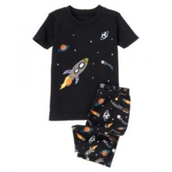 SLEEPWEAR ROCKET SHIP IN SPACE 2pc PAJAMAS GYMMIES 6 12 18 6 7 NWT