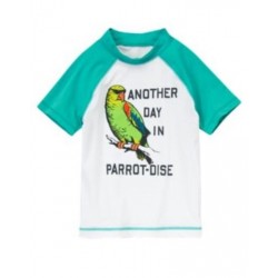 BRIGHT AND BEACHY COOL PARROT S/S RASHGUARD 4 5 6 7 8 NWT