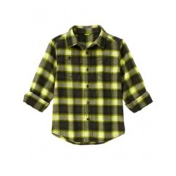 ICE ALL-STAR BLACK N LIME PLAID L/S WOVEN SHIRT 4 5 6 7 8 10 12 NWT