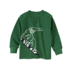 SNOW CHILLIN GREEN SNOWBOARDER Big Air L/S TEE 4 5 6 7 8 10 12 NWT