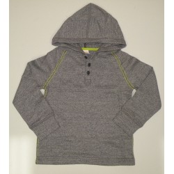 MOUNTAIN TRAIL GRAY MARLED HOODED HENLEY L/S TOP 5 NWT