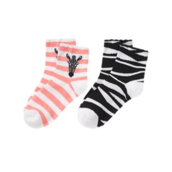 ANIMAL PARTY ZEBRA N SKIN 2-pair OF GIRLS SOCKS S M L NWT