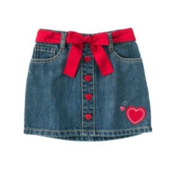 VALENTINES DAY DENIM HEART BUTTON HEM BELTED SKORT 3 4 5 6 7 8 9 10 12