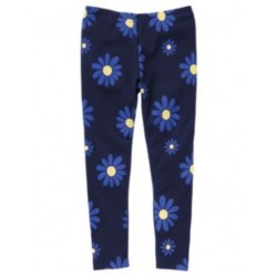 FLOWER SHOWERS DARK BLUE w/ DAISIES PRINTED LEGGINGS 3 4 5 6 7 8 9 12