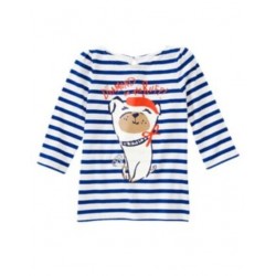 MOD ABOUT ORANGE BLUE STRIPE DOG Diamond in the Ruff L/S TEE 5 6 8 NWT