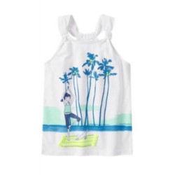 BLUE SAFARI GIRL DOING YOGA ON THE BEACH S/S GRAPHIC TEE 4 5 6 7 NWT