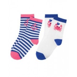 STRIPES & ANCHOR STRIPED ANCHOR N CRAB 2-pair OF GIRLS SOCKS S M L NWT