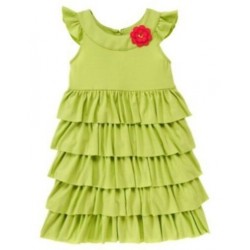 PRETTY POSIES GREEN FLOWER TIERED DRESS 3 4 5 6 7 8 NWT