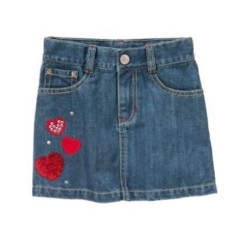 VALENTINES DAY DENIM RED GLITTER HEART HEM SKIRT 4 7 8 NWT 