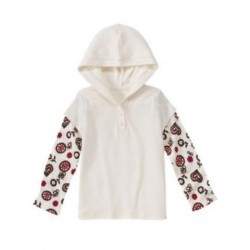 ALPINE SWEETIE IVORY w/ FLOWER SLEEVE HOODED TOP 3 4 5 6 8 9 10 12 NWT