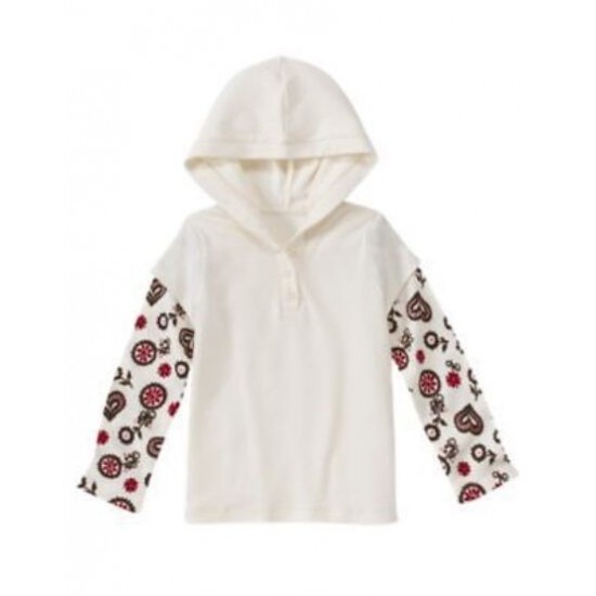 ALPINE SWEETIE IVORY w/ FLOWER SLEEVE HOODED TOP 3 4 5 6 8 9 10 12 NWT