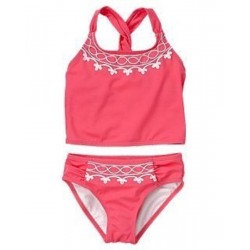 SWIM SHOP CORAL EMBROIDERY 2-PC TANKINI SWIMSUIT 4 5 6 7 8 10 NWT