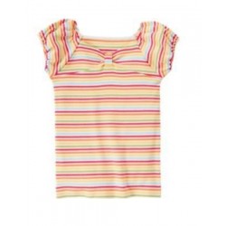 ALOHA SUNSHINE MULTI COLOR STRIPE BOW S/S TEE 5 6 7 8 9 10 12 NWT