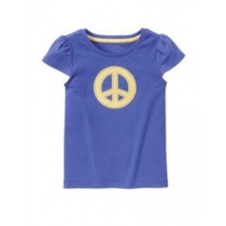 FLOWER SHOWERS BLUE w/ PEACE SYMBOL S/S TEE 3 4 5 6 7 NWT