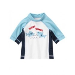 FIRST MATEY SHARKS Splish Splash S/S RASHGUARD 0 3 6 12 18 24 NWT