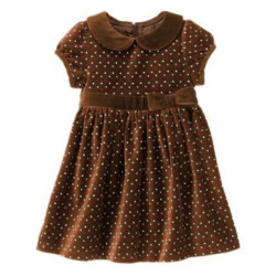 SWEET TREATS BROWN PINDOT BOW DRESS 6 12 18 24 2T 3T 4T 5T NWT 