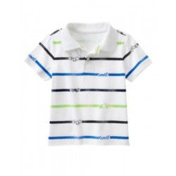 AUTO CREW STRIPED w/ CARS & BIKES S/S POLO TOP 6 12 18 2T 3T 4T 5T NWT