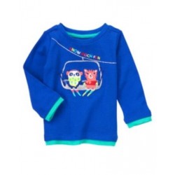 COLOR HAPPY BLUE PANDA & FRIEND SKIING L/S TEE 12 18 24 2T 3T 4T NWT