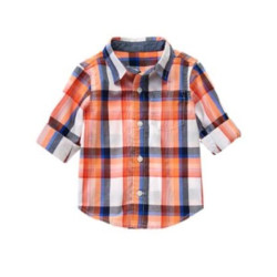 EVERYDAY ALL STAR ORANGE PLAID WOVEN SHIRT 2T 4T 5T NWT