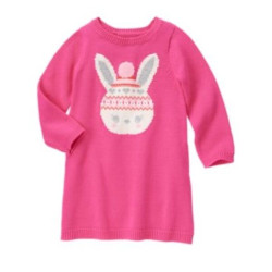 FAIR ISLE FLURRY PINK w/ BUNNY SWEATER DRESS 6 12 18 24 2T 3T 4T 5T NWT