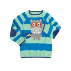 SUPER DUDE SUPER HERO DINO STRIPED L/S SWEATER 12 18 24 2T 3T 4T NWT