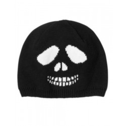 SPOOKY & SPORTY BLACK SKULL SWEATER BEANIE HAT 5 6 7 8 10 12 NWT