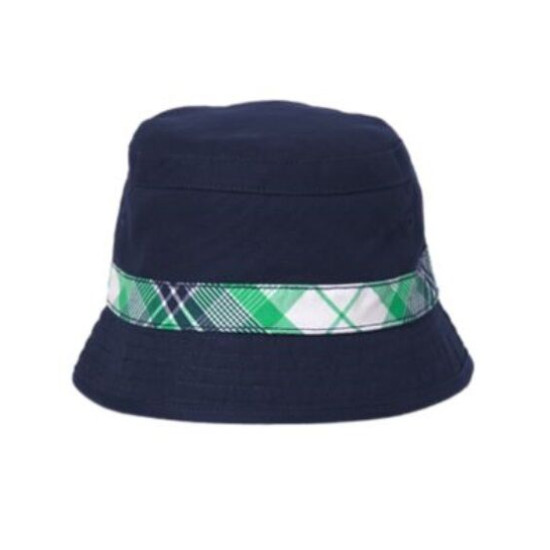 BACKYARD EXPLORER NAVY w/ GREEN PLAID BAND BUCKET HAT 12 24 2 3 4 5 NWT