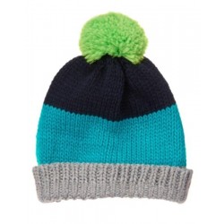 BUFFALO LODGE NAVY, TEAL & GRAY POM SWEATER BEANIE HAT 4 5 6 7 8 10 12