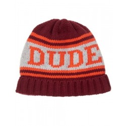 BUFFALO LODGE BURGUNDY & ORANGE DUDE SWEATER BEANIE HAT 4 5 6 7 8 10 12