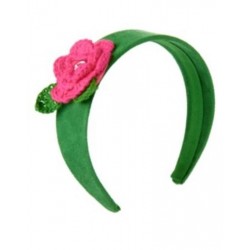 FALLING FOR FEATHERS GREEN w/ PINK FLOWER HEADBAND NWT-OT