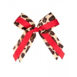 READY, DRESS, GO! LEOPARD BOW RIBBON HAIR BARRETTE 1-CT NWT