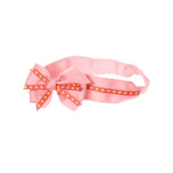 STRIPES & ANCHOR PINK BOW w/ DOT RIBBON ELASTIC HEADBAND NWT