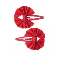 FRIENDSHIP CAMP RED SNAIL BOW HAIR BARRETTES 2-ct NWT