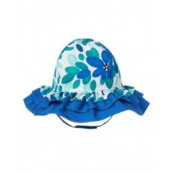 SEASIDE STROLL BLUE FLORAL RHUMBA SUN HAT 6 12 24 2T 3T 4T 5T NWT