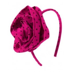 HOLIDAY GEMS FUCHSIA PINK w/ BROWN DOT FLOWER HEADBAND NWT-OT