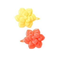 ICE CREAM PARLOR YELLOW N PINK FLOWER ACRYLIC HAIR BARRETTE 2-CT NWT