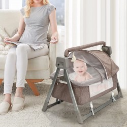 Electric Baby Crib Cradle Auto-Swing Infant Basket Sleeping Bed w/Remote Control