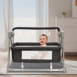 Portable Electric Baby Swing Cradle Bassinet Rocking Crib Infant W/ Bluetooth