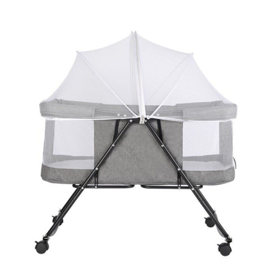 1Bedside Crib 3 in 1 Baby Bassinet Cradle Adjustable Foldable Travel Cot