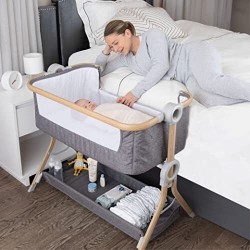 Baby Bassinet, Bedside Sleeper for Baby, Easy Folding Portable Crib with Storage