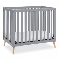 Essex Convertible Mini Baby Crib with 2.75-Inch Mattress, Grey w/Natural