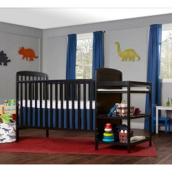 NEW 4-In-1 Baby Crib With Changing Table Combo Furniture Full Size Black