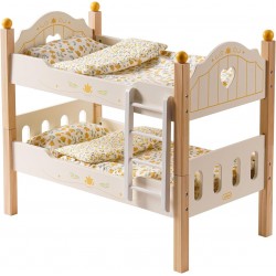 Toys Doll Bunk Bed Set - Wooden Play Baby Doll Crib with Ladders and Accessorie