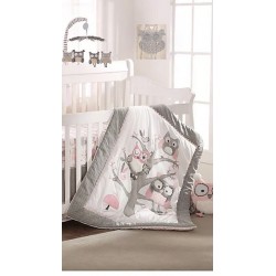 Levtex Baby® Night Owl Crib Quilt Bedding  in Pink/Grey